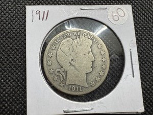 lot 60 image: 1911 Silver Barber Half Dollar