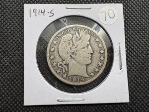 lot 70 image: 1914-S Silver Barber Half Dollar
