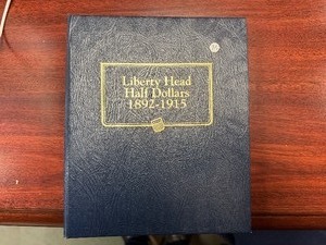 lot 74 image: Whitman Silver Barber Half Dollar Album For Complete Set 1892-1915