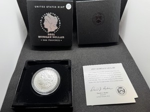 lot 95 image: 2021-S Uncirculated Morgan Silver Dollar in Original Mint Box with COA - Greysheet Wholesale Price - $132.00