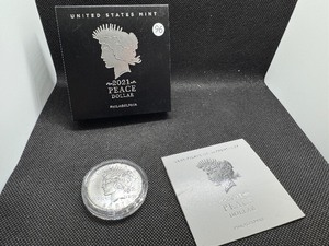 lot 96 image: 2021-P Uncirculated Peace Silver Dollar in Original Mint Box with COA - Greysheet Wholesale Price - $132.00