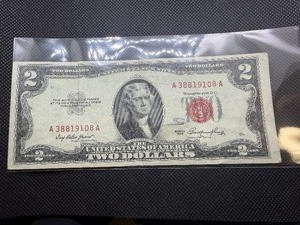 lot 141 image: 1953 Red Seal $2 Bill