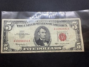 lot 145 image: 1963 Series Red Seal $5 Bill