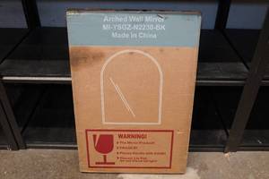 lot 8 image: Black Framed Arched Wall Mirror - 22x30