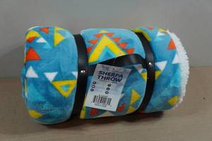 lot 176 image: Aztec Pattern Sherpa Throw Blanket