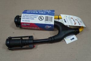 lot 202 image: Camco Power Grip RV Adapter 30A Male to 15A Female
