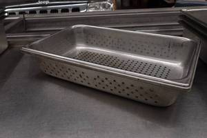 lot 33 image: 2 Stainless Steel Perforated Steam Table Pans - 12.75x21x4
