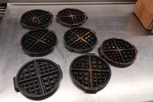 lot 57 image: 7 Waffle Irons Inserts