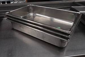 lot 34B image: 3 Stainless Steel Pans - 12.75x21x4