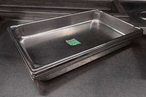 lot 35B image: 5 Stainless Steel Pans - 12.75x20.75x2.5