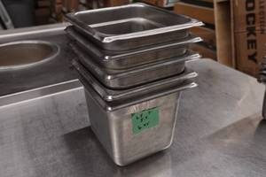 lot 42E image: 5 Stainless Steel Pans - 6.5X75.5