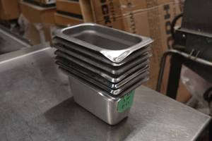 lot 43A image: 7 Stainless Steel Pans - 7X4.25X3.75