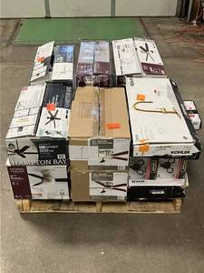 Massive Pallet of Brand Name Misc Faucets, Showers, Fixtures, Towel Bars, Bathroom Fans, Ceiling Fans, Lights, and More (Parts Only) (Great for eBay Sellers)