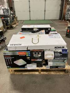 lot 6 image: Massive Pallet of Brand Name Misc Faucets, Showers, Fixtures, Towel Bars, Bathroom Fans, Ceiling Fans, Lights, and More (Parts Only) (Great for eBay Sellers)