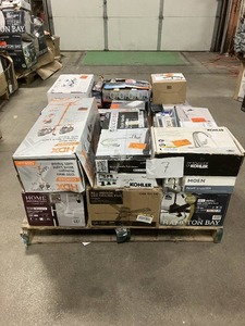 Massive Pallet of Brand Name Misc Faucets, Showers, Fixtures, Towel Bars, Bathroom Fans, Ceiling Fans, Lights, and More (Parts Only) (Great for eBay Sellers)