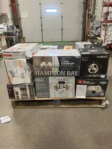 lot 9 image: Massive Pallet of Brand Name Misc Faucets, Showers, Fixtures, Towel Bars, Bathroom Fans, Ceiling Fans, Lights, and More (Parts Only) (Great for eBay Sellers)