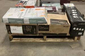 lot 22 image: Massive Pallet of Brand Name Misc Faucets, Showers, Fixtures, Towel Bars, Bathroom Fans, Ceiling Fans, Lights, and More (Parts Only) (Great for eBay Sellers)
