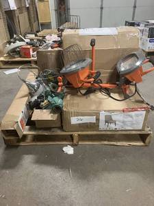 lot 26 image: Massive Pallet of Brand Name Misc Faucets, Showers, Fixtures, Towel Bars, Bathroom Fans, Ceiling Fans, Lights, and More (Parts Only) (Great for eBay Sellers)
