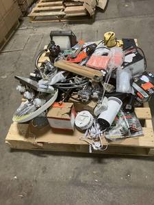 lot 27 image: Massive Pallet of Brand Name Misc Faucets, Showers, Fixtures, Towel Bars, Bathroom Fans, Ceiling Fans, Lights, and More (Parts Only) (Great for eBay Sellers)
