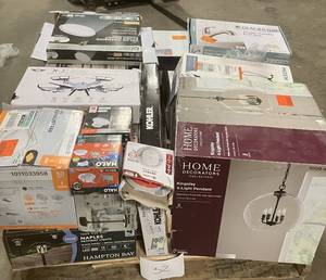 lot 32 image: Massive Pallet of Brand Name Misc Faucets, Showers, Fixtures, Towel Bars, Bathroom Fans, Ceiling Fans, Lights, and More (Parts Only) (Great for eBay Sellers)