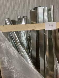 lot 34 image: Massive Pallet of  Hvac Tin Round Metal Duct Pipe Installation