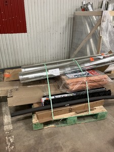 lot 37 image: Massive Pallet of  Hvac Tin Round Metal Duct Pipe Installation