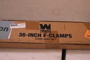 lot 56 image: WEN 10236F2 Quick-Adjust 36-Inch Steel Bar Clamps with 2.5-Inch Throat and Micro-Adjustment Handle, Two Pack