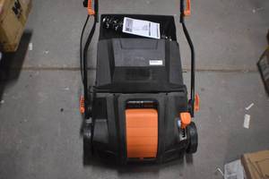 lot 101 image: WEN DT1516 16-Inch 15-Amp 2-in-1 Electric Dethatcher and Scarifier with Collection Bag