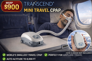 lot 4 image: MSRP $900 TRANSCEND MINI TRAVEL CPAP MACHINE  WORLDS SMALLEST &amp MOST PORTABLE CPAP  AUTO ALTITUDE ADJUSTMENT UP TO 8,000 FT WCARRY BAG &amp POWER SUPPLY  GREAT WORKING CONDITION NO HOSEMASK INCLUDED