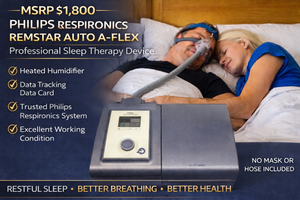 lot 15 image: MSRP $4,000  PHILIPS RESPIRONICS REMSTAR AUTO CPAP SYSTEM ONE 550P  AUTO-ADJUSTING SLEEP THERAPY, HEATED HUMIDIFIER SYSTEM, BAG, FILTERS, MANUALS, POWER SUPPLY &amp CARRY BAG  EXCELLENT WORKING CONDITION