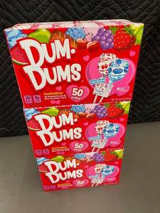 lot 15 image: Box S - Dum Dums 50 Pops Valentine Exchange Boxes (Lot of 3)