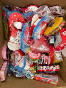 lot 22 image: Box V - Valentines Day Candy Bundle - Assorted Hearts, Krabby Patties & Minions