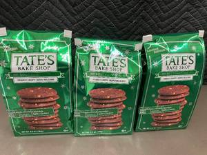 lot 74 image: CO 2 - Tates Bake Shop Chocolate Toffee Cookies 6.5 oz - 3-Pack
