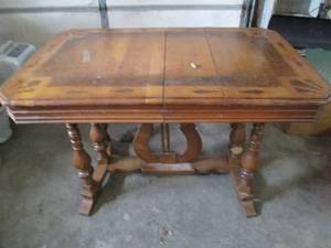 lot 158 image: Vintage wood Trestle dining table w...