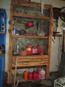 lot 226 image: Large rustic raw wood shelving unit...