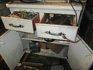 lot 262 image: Vintage wood cabinet plus all conte...