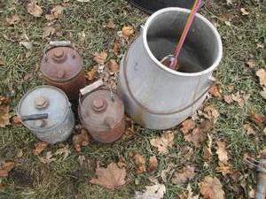 lot 37 image: Vintage large metal dairy can with ...