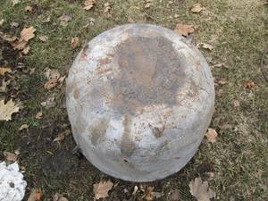 lot 40 image: Vintage metal cauldron can read B...