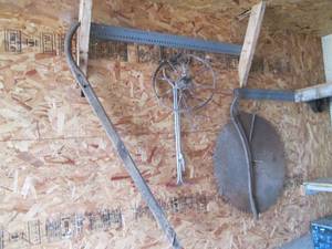 lot 99 image: Antique items including a large saw...