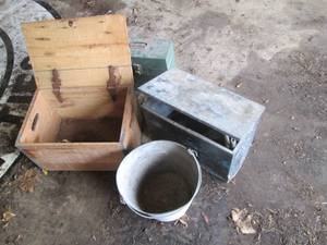 lot 101 image: Wood crate, insulatedetal box and m...