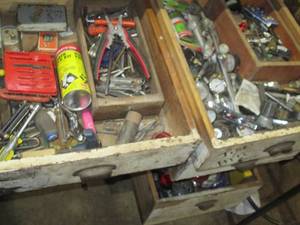 lot 133 image: 2 drawer workbench content includin...