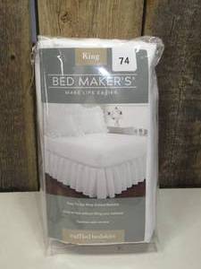 lot 74 image: Bed Makers - King White Bed Skirt