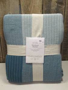Full/Queen Matelasse Blanket Blue Oversized Blue - Threshold