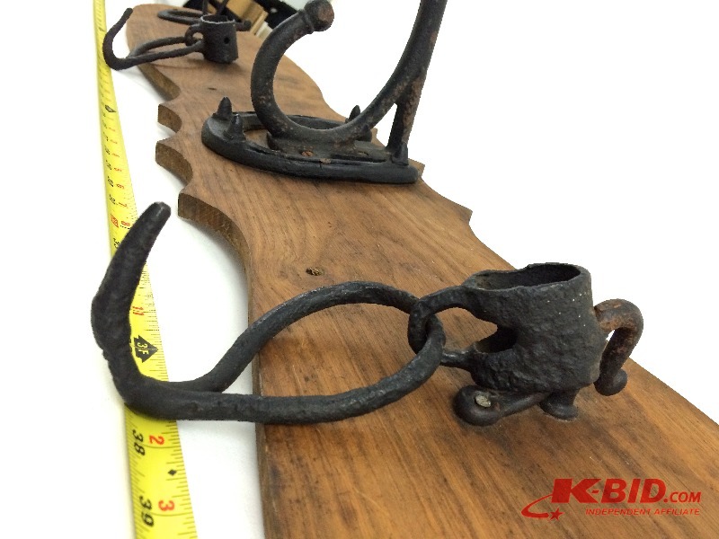 lot 2 image: Genuine Cowboy Coat Hooks made with real iron horseshoes and wrought iron hooks