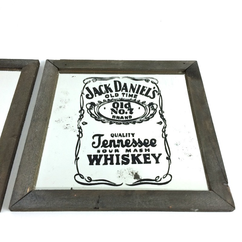 lot 3 image: Vintage not new Bar Mirrors with barn wood Frames Jack Daniels & Heineken Lager Beer