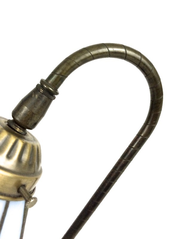 lot 23 image: Slag Glass Bell-Flower Shade Desk Lamp