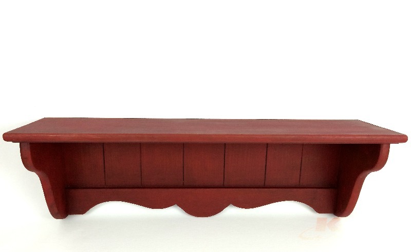lot 43 image: Hand painted Primitive Red Wooden Shelf