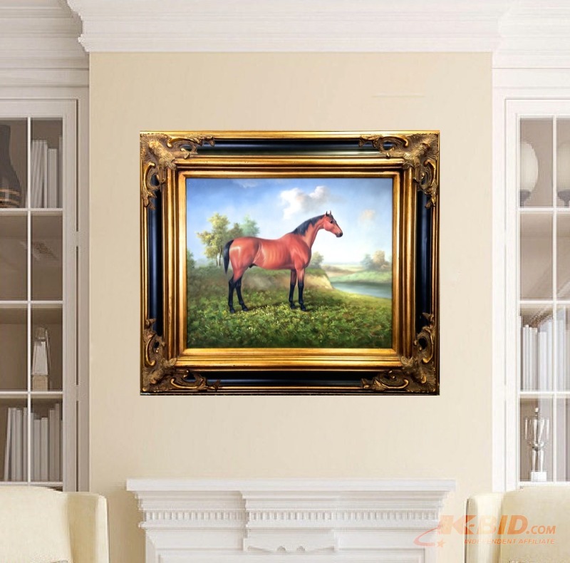 lot 21 image: Large Original Horse Painting Oil on Canvas, Signed