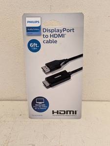 lot 126 image: NEW PHILIPS AUDIOVIDEO DISPLAY PORT TO HDMI CABLE 6FT