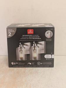lot 218 image: NEW GLOBE RECHARGEABLE SCONCES 2PK SILVER
